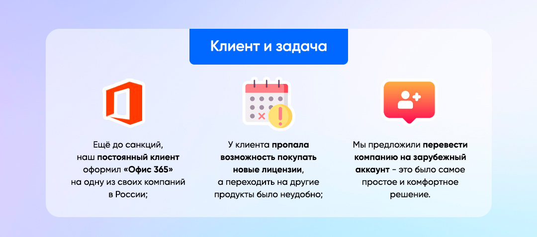 Кейс о том, как мы помогли клиенту решить проблему с продлением «Офис 365»